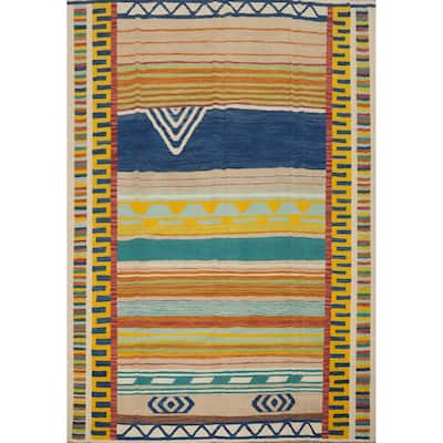 Hand Woven Oriental 100% Wool Carpet Southwestern Tribal Multi-Colored Kilim Area Rug - 10' 0'' X 8' 4''