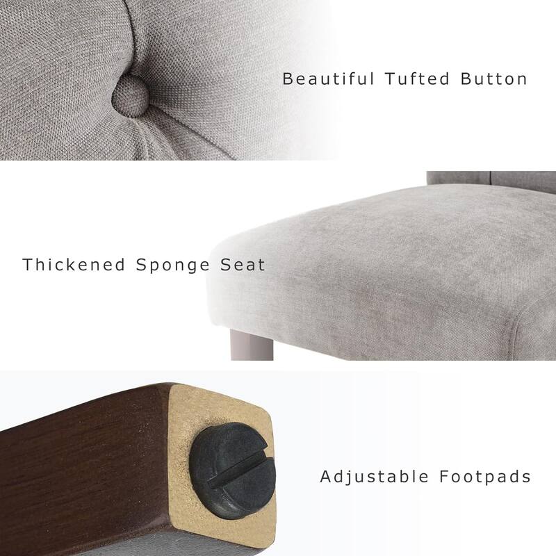 Tufted Parsons Upholstered Dining Side Chairs with Solid Wood Legs and Padded Seat