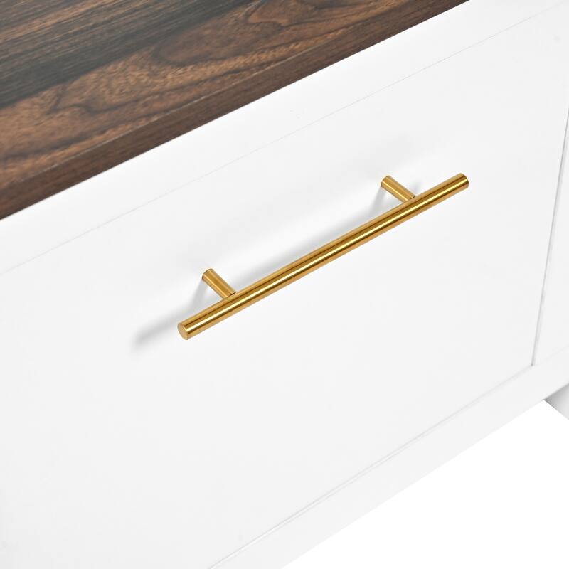 Versatile 4-in-1 Hall Tree with 6 Golden Hooks and Storage Bench