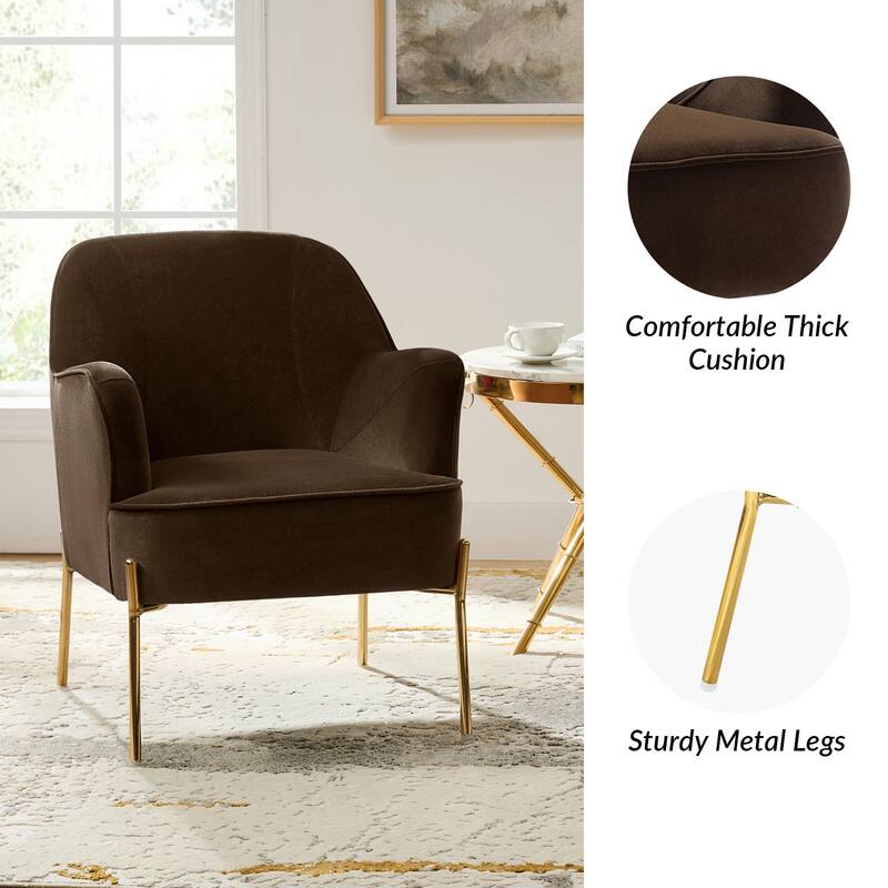 Nora Modern Velvet Accent Chair with Golden Metal Legs Set of 2 by HULALA HOME