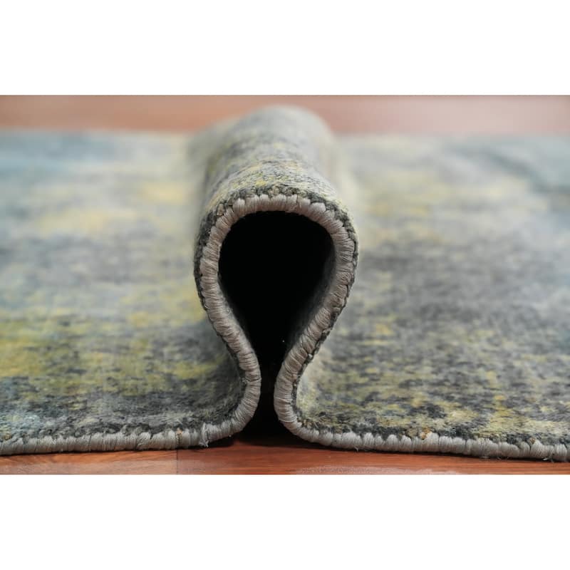 Hand Knotted Oriental Viscose Silk Carpet Modern Abstract Multi-Colored Abstract Area Rug - 7' 7'' X 5' 8''