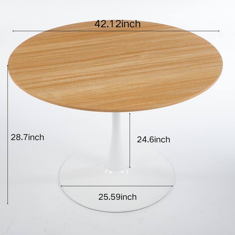 Round Dining Table with MDF Top & Pedestal Base, Tulip Dining Room Table for 4-6 People, Leisure Table for Small Places