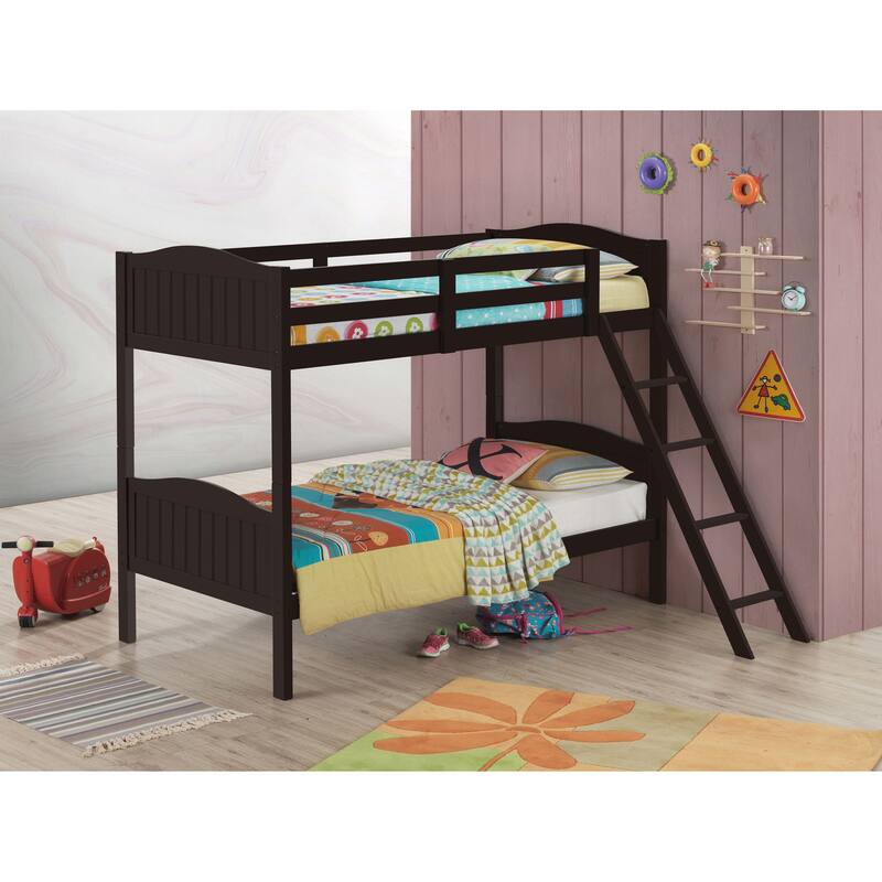 Arlo Transitional Wood Frame Bunk Bed with Ladder