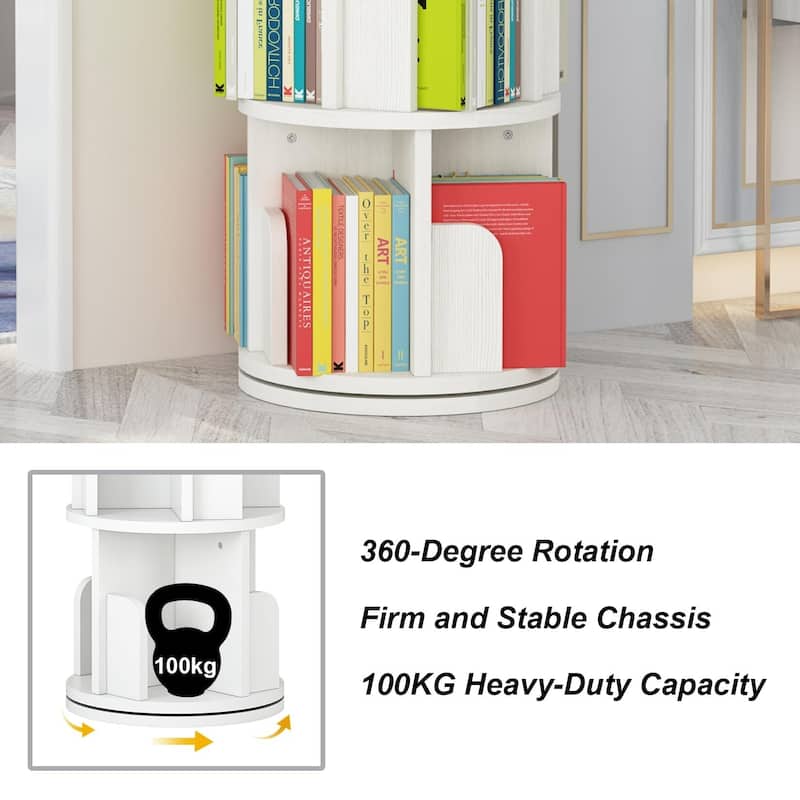 Corner Spinning Book Shelf for Small Space, 4-Tier Bookcase