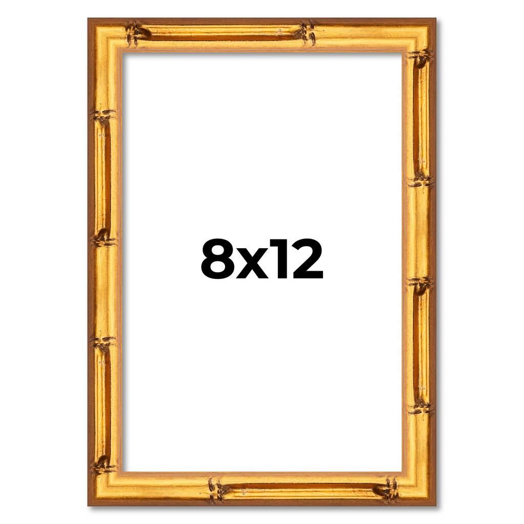 8x12 Frame Gold Bamboo Solid Wood Picture Frame | 1 Inch Moulding