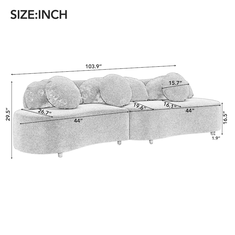103.9" Modern Living Room Sofa Lamb Velvet Upholstered Couch Furniture for Home