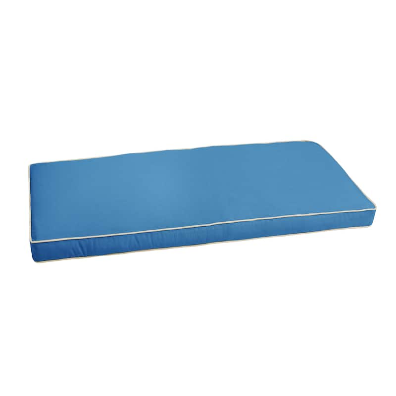Sorra Home Outdoor Corded Bench Cushion - 48 in W x 19 in D x 3 in H - Blue