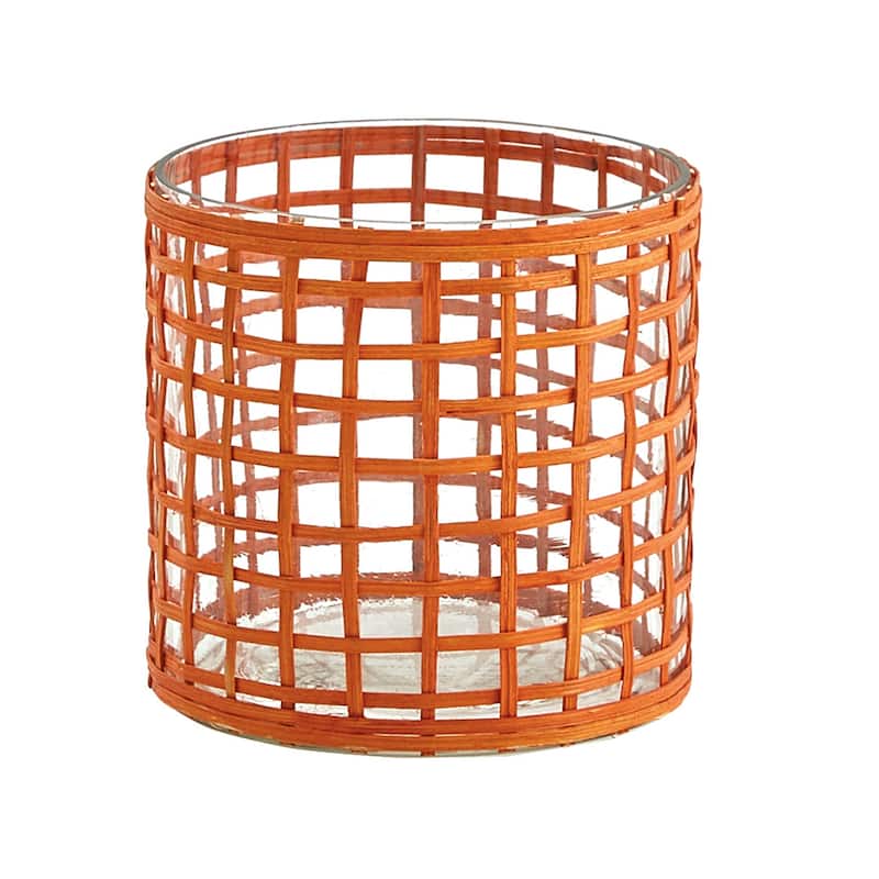 Split P Weave Votive Candle Holder Orange Set of 2 - 3.75" x 3.5"