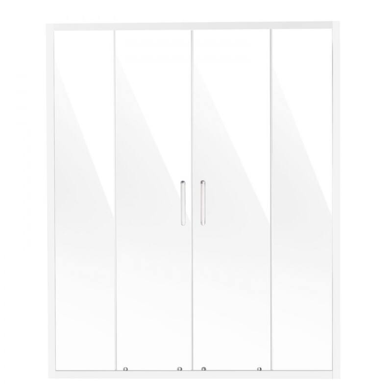 Chrome Double Sliding Shower Door with Tempered Glass and Aluminum Frame - 59 x 70 x 3.5 in