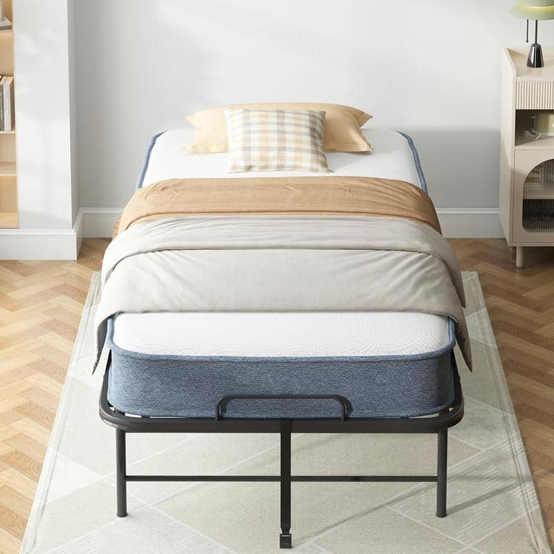 Mixoy Folding Bed with 5''Mattress,Portable Foldable Roll Away Adult Bed for Guest,with Dustproof Bag & Baffle,Twin Size