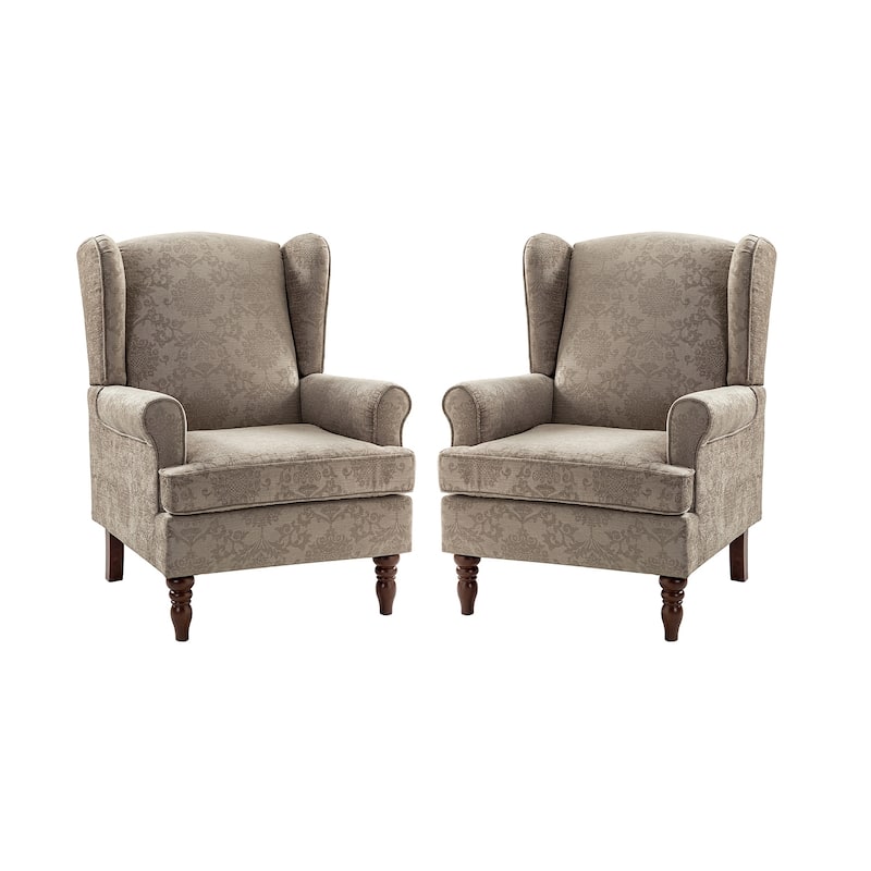 Epimethis Traditional Wingback Armchair with Foam-filled Seat and Turned Legs Set of 2 by HULALA HOME