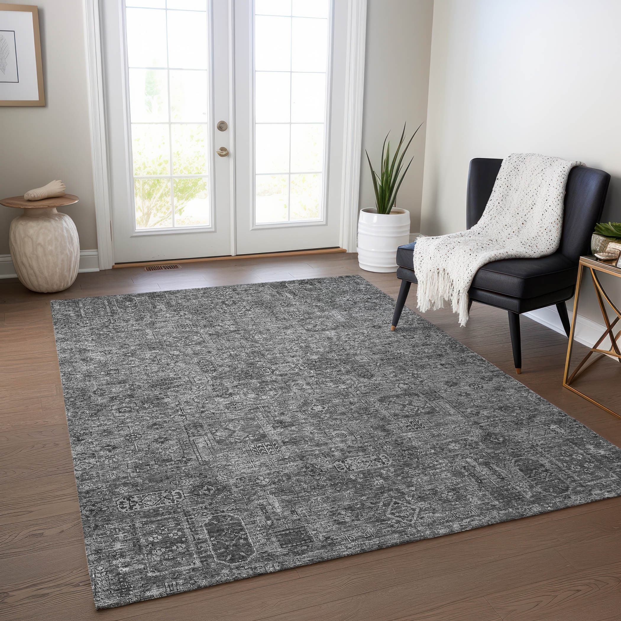 Machine Washable Indoor/ Outdoor Chantille Vintage Traditional Rug