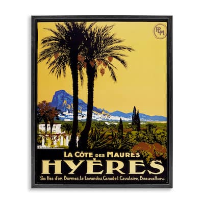 Stupell Vintage Tropical Travel Ad Framed Floater Canvas Wall Art Design By Marcus Jules