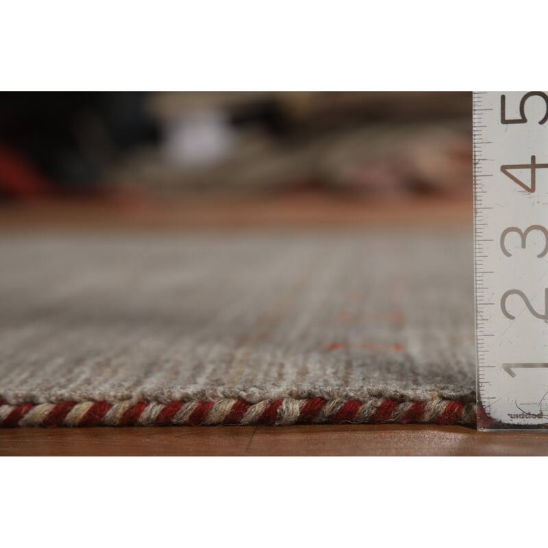 Hand Knotted Oriental 100% Wool Carpet Tribal Animal Pictorial Greys & Charcoal Gabbeh Area Rug - 7' 9'' X 5' 0''