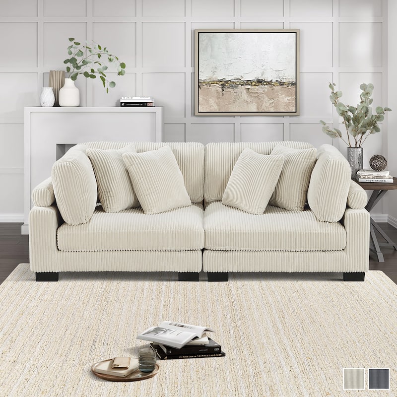 Braidy Corduroy Upholstered Living Room Loveseat