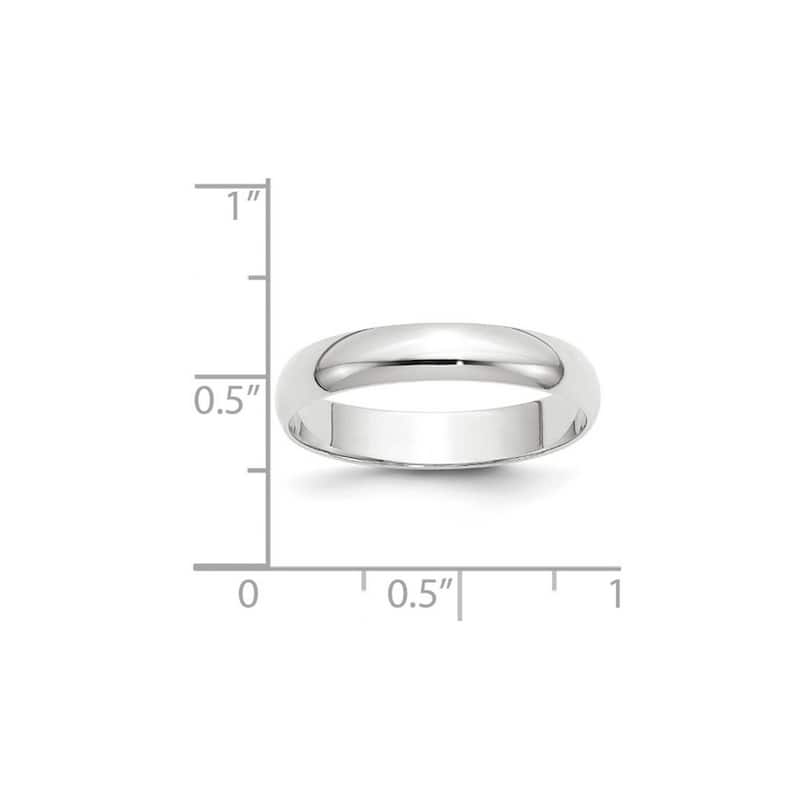 Curata 10k White Gold Unisex 4 mm Half-Round Light Wedding Band (sizes 4-14)