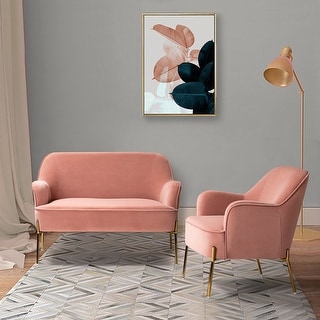Barbara 43" Contemporary  Velvet Loveseat Sofa with Goldtone Metal Legs by HULALA HOME