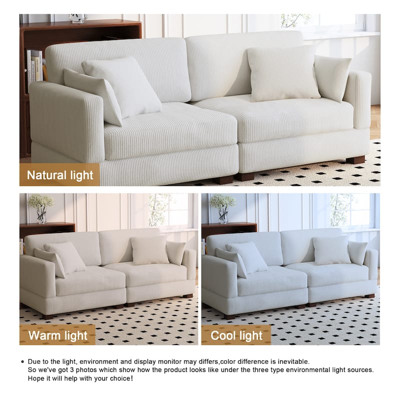 84.5″W Modern Corduroy Couch Modular Sofa