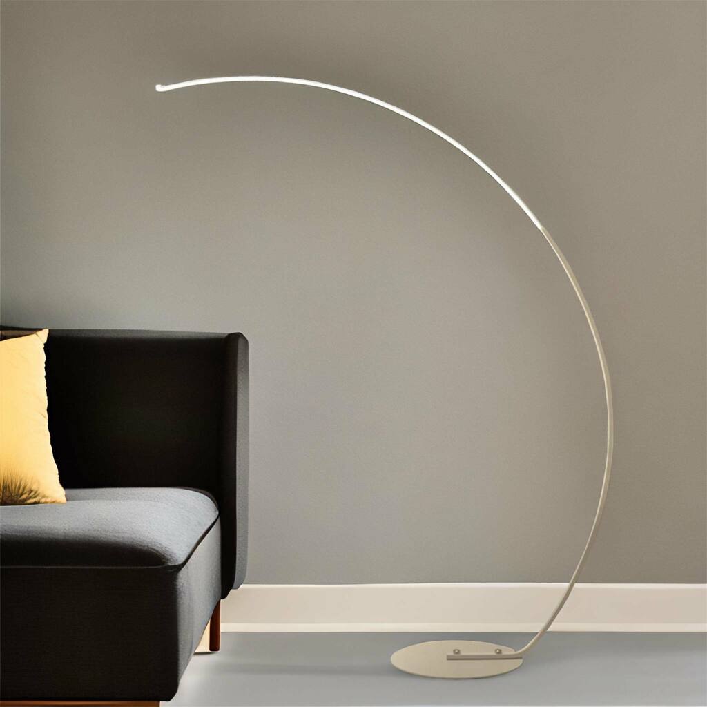 White Metal Arched Floor Lamp (Bulbs Included)