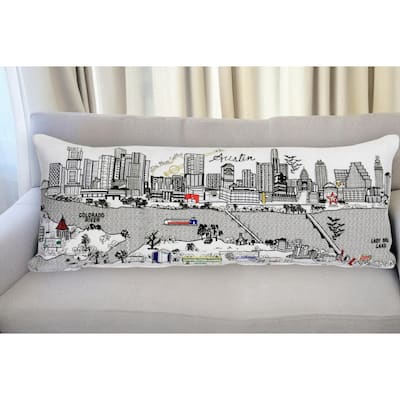 HomeRoots 35" White Austin Daylight Skyline Lumbar Decorative Pillow