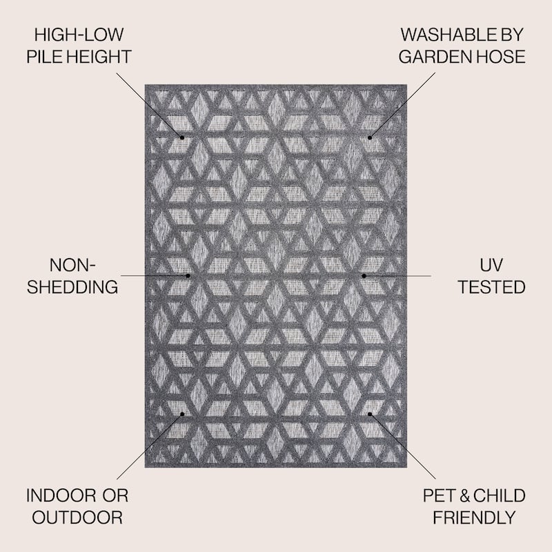 JONATHAN Y Peralta Neutral Geometric Indoor/Outdoor Area Rug