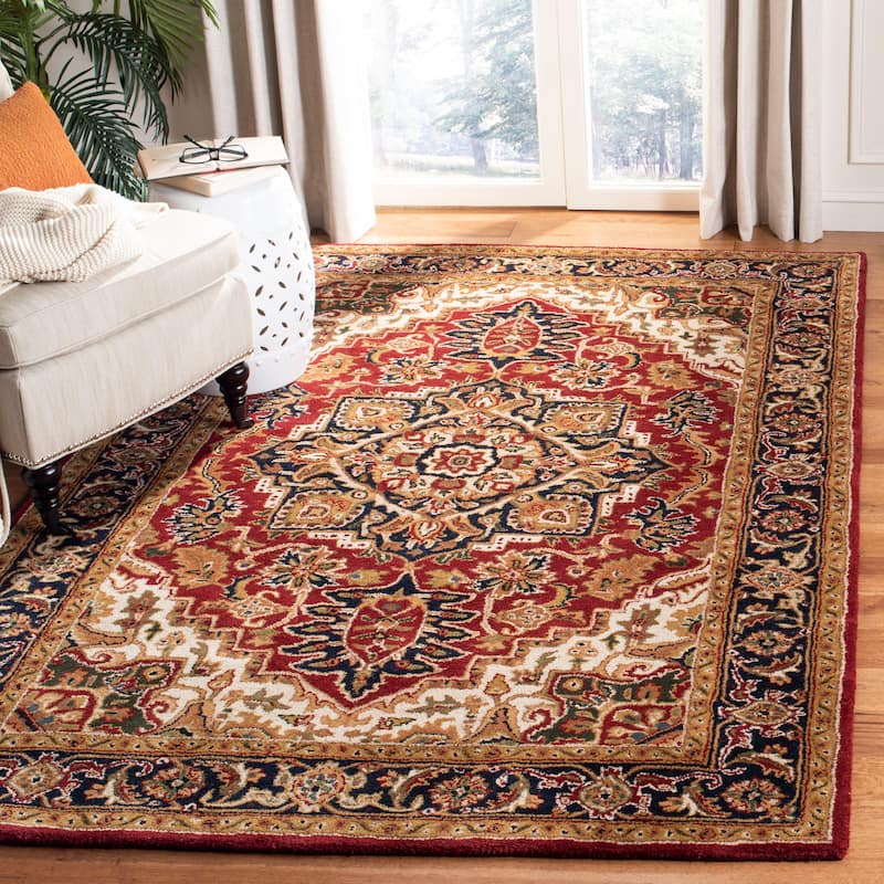 SAFAVIEH Handmade Classic Sineta Traditional Oriental Wool Rug - 9'6" x 13'6" - Red/Navy
