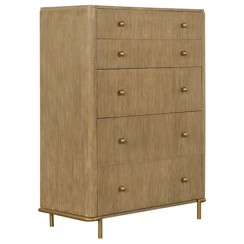 Arini Coastal Wood 5-drawer Bedroom Chest - Sand Wash