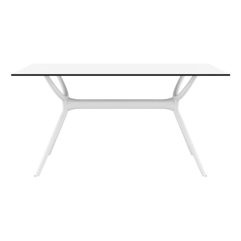 55" White Sleek Rectangular Outdoor Patio Dining Table