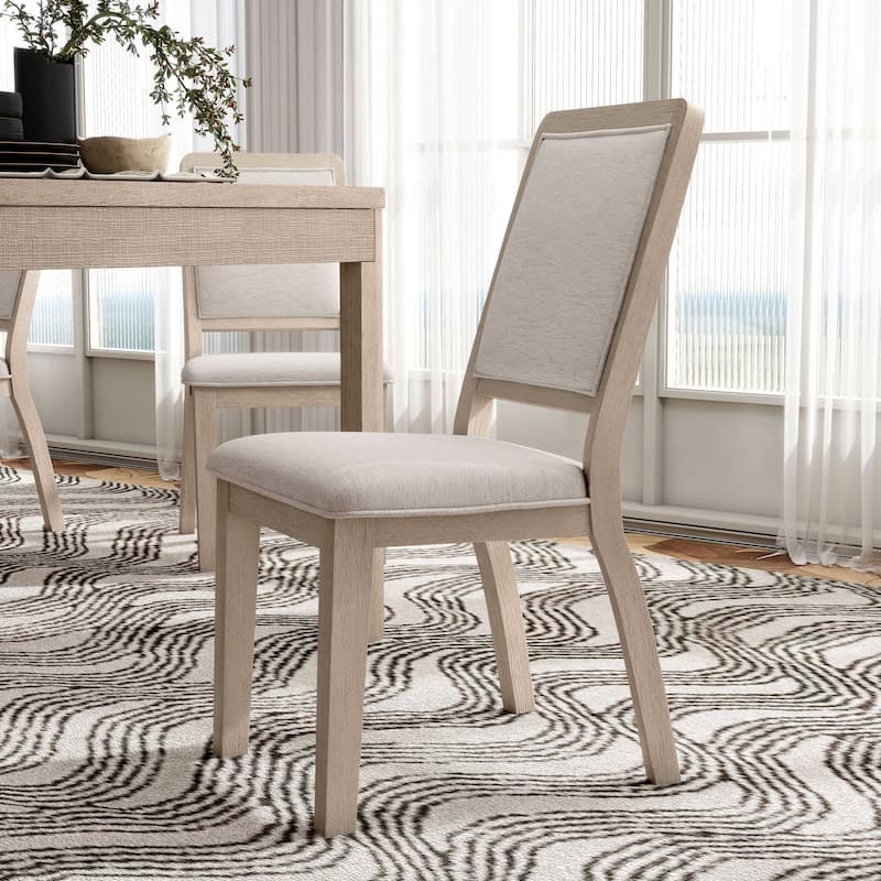 Furniture of America Billet Modern Natural Oak Wood Upholstered Side Chair (Set of 2)