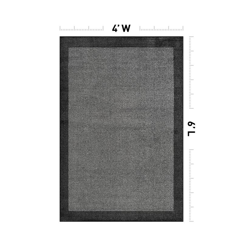 Modern Geometric Stripe Bordered Area Rug for Living Room, Bedroom, or Entryway - Low Pile Indoor Rug