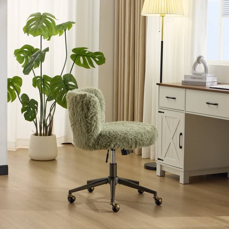 Plush Velvet Swivel Chair Antique Bronze Base With Wheels