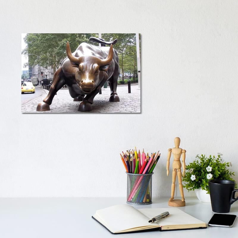 iCanvas "The Wall Street Bull" by Unknown Artist Canvas Print - 8x12x0.75