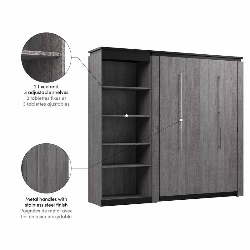 Orion Full Murphy Bed with Shelves (91W) by Bestar