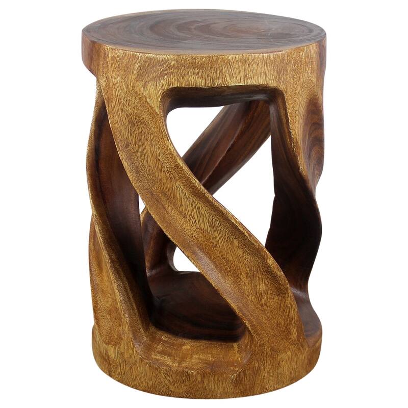Haussmann® Round Wild Twisted Vine End Table 14 in D x 20 in H Walnut Oil - 14" x 14" x 20"