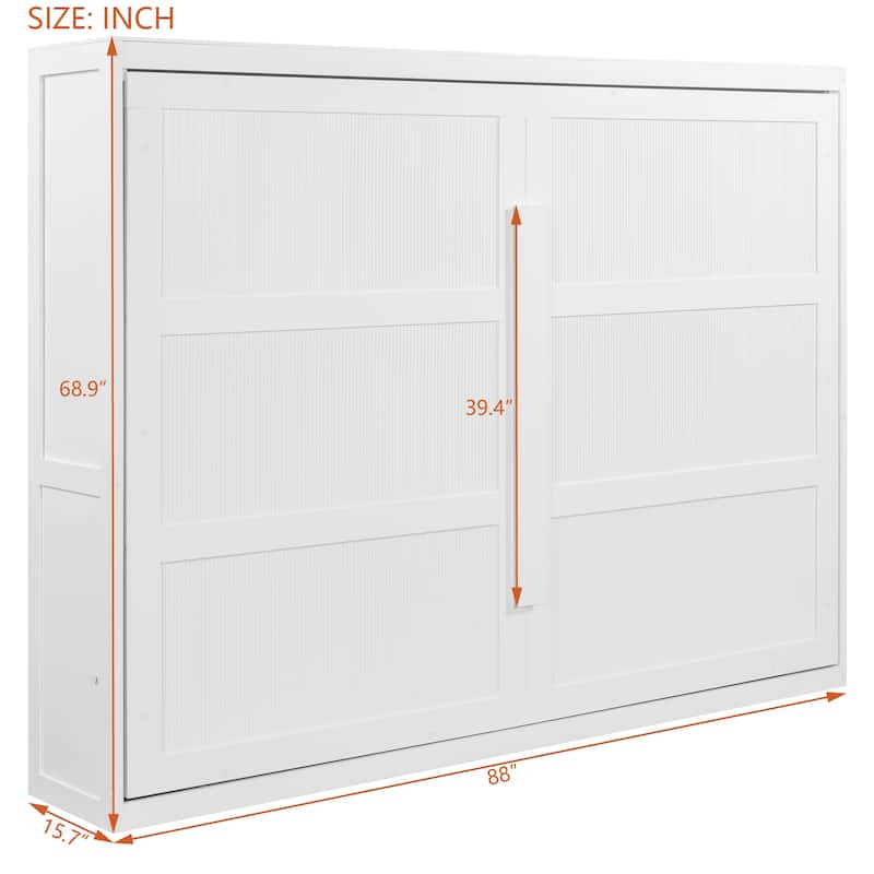 Queen Size Murphy Bed, Space Saving Wall Bed Cabinet with Dual-Piston Mechanism, No Box Spring Needed