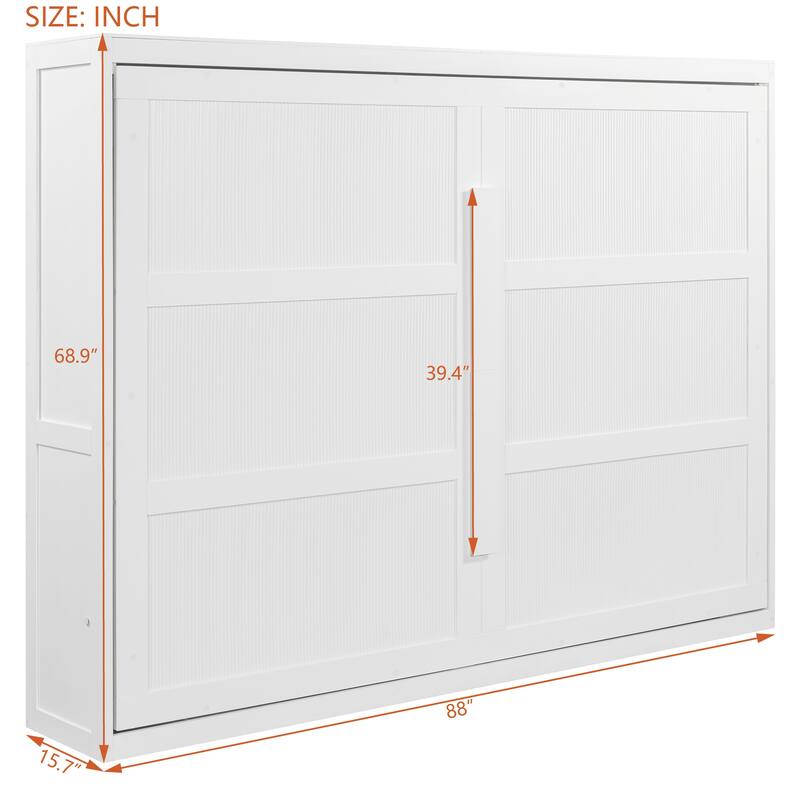 Queen Size Murphy Bed with Dual-Piston Mechanism, No Box Spring