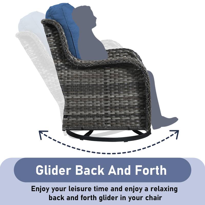 Gymojoy Patio Rattan Wicker 360 Degree Swivel Chair 2-Piece