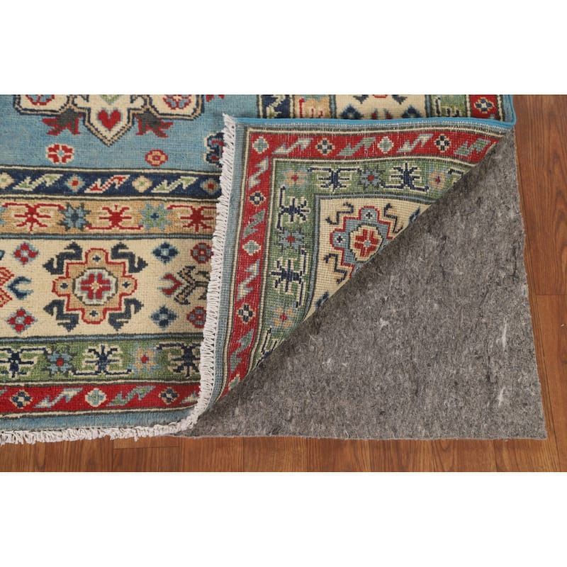 Light Blue Kazak Area Rug Handmade Oriental Wool Carpet - 6'8" x 9'10"