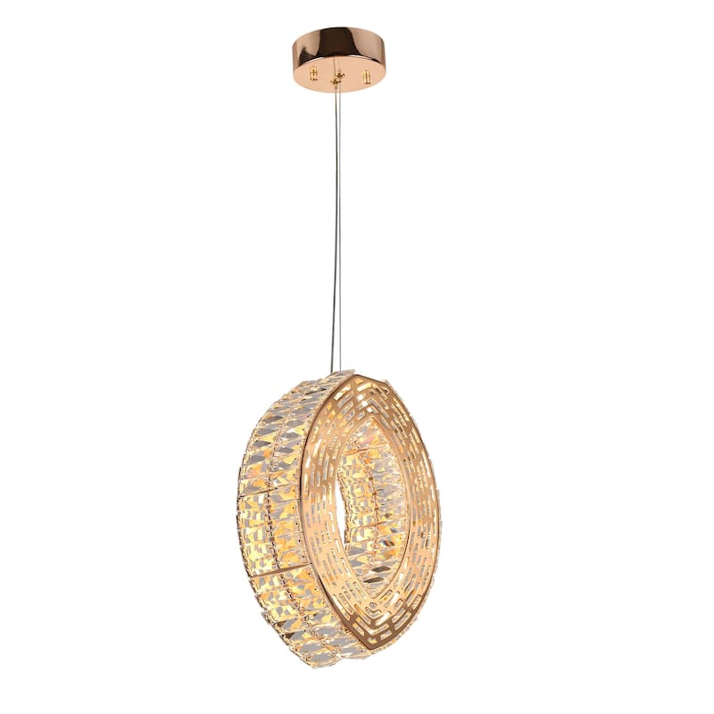 Modern Glam LED 1-Light Oval Crystal Chandelier Island Pendant for Kitchen Island - Gold