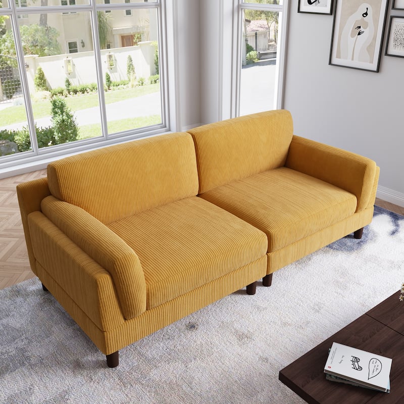 90.2"W Corduroy Upholstered 2 Seater Living Room Sofa