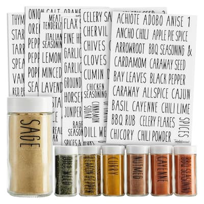 145 Preprinted Black on Clear Spice Jar Labels Seasoning Rack Organzier Sticker