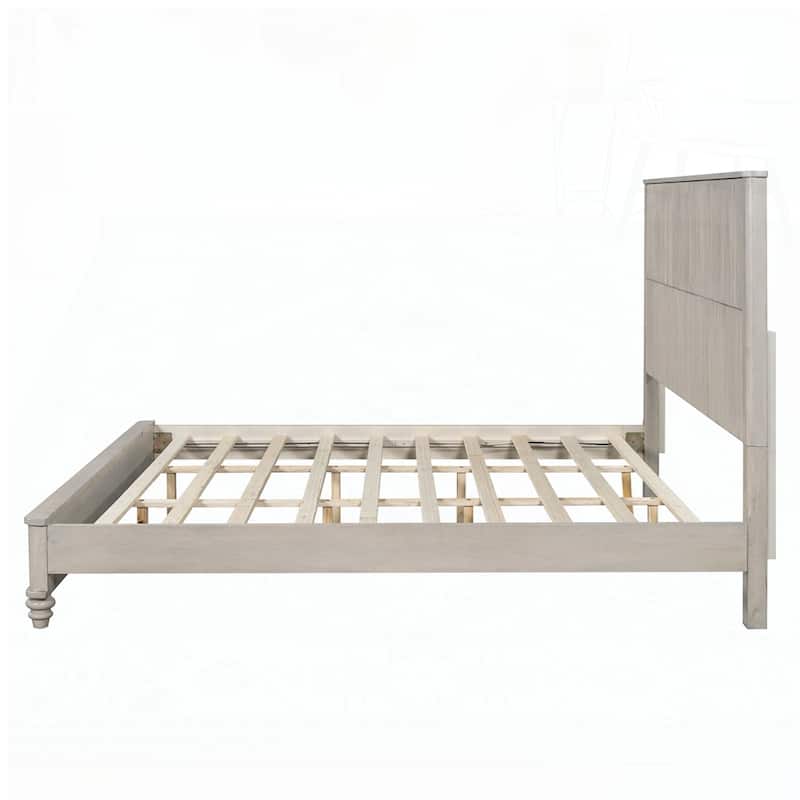 Solid Wood Bed Frame with Tall Headboard