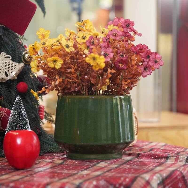 Handmade Glazed Ceramic Planter Set of 3, 15/11/9 Inch Diameter, Textured Finish for Orchids & Begonias, Indoor/Outdoor Use