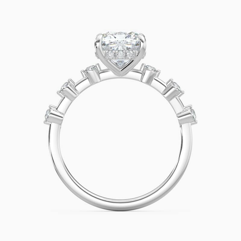 Auriya 14k Gold Cushion Lab Grown Diamond Station Hidden Halo Engagement Ring 1.00 to 5.00 ct. tw. (F-G, VS)