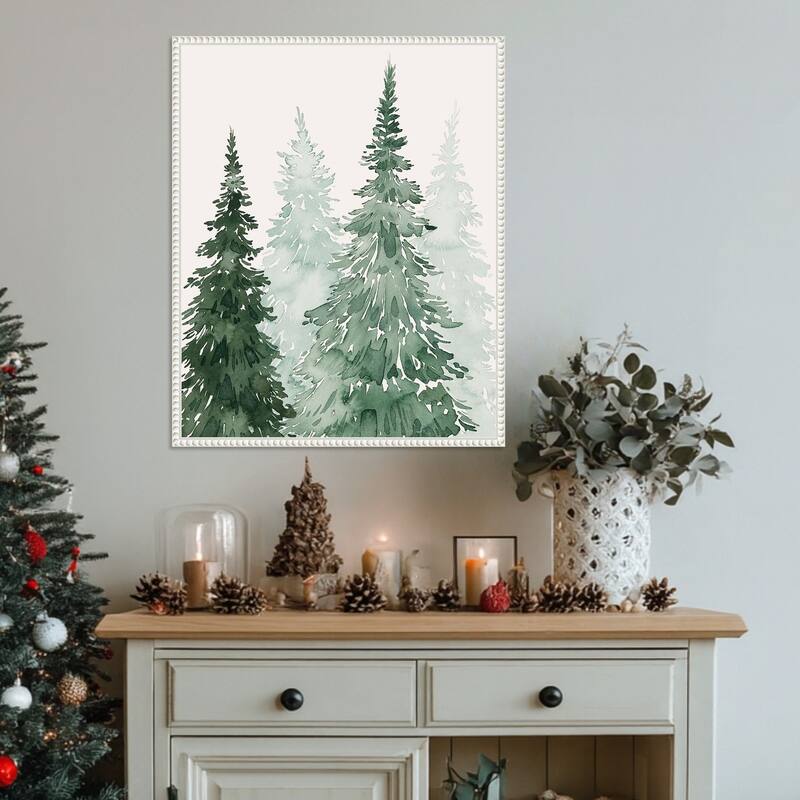 Winter Washed Coppice II by Grace Popp (23 x 28 in.), Framed Canvas Wall Art Print - Sylvie Beaded White