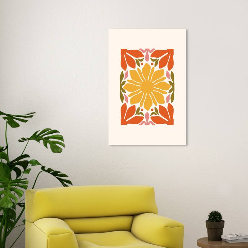 Wynwood Studio Canvas Floral and Botanical My Flower is a Sun Yellow and Mustard Modern & Contemporary Wall Art Canvas Print
