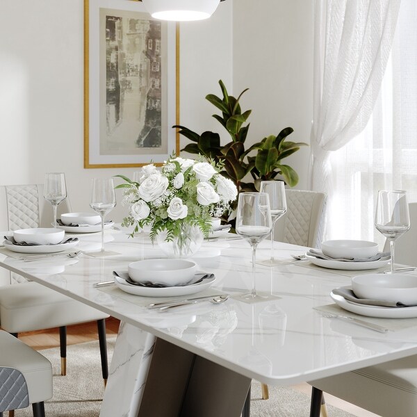 Modern Luxury White Rectangular Dining Table with Glossy Sintered