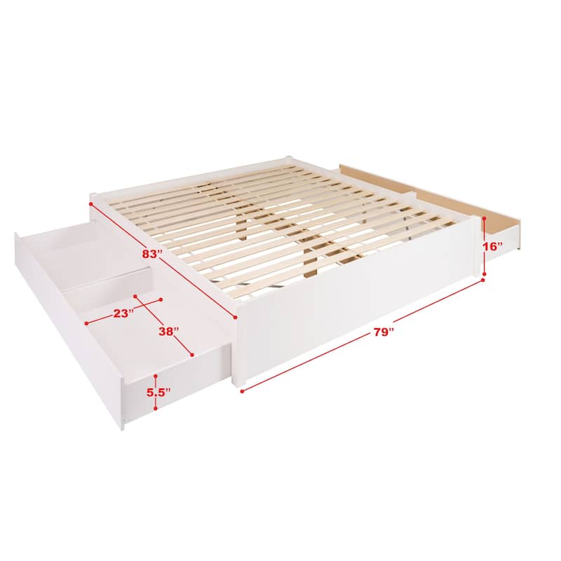 Prepac King 4-post Platform Bed with Optional Drawers