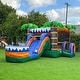 preview thumbnail 1 of 7, XJUMP Tropical Commercial Grade Inflatable Water Slide Bounce House Combo with Attached Splash Pool (with Air Blower) Kids