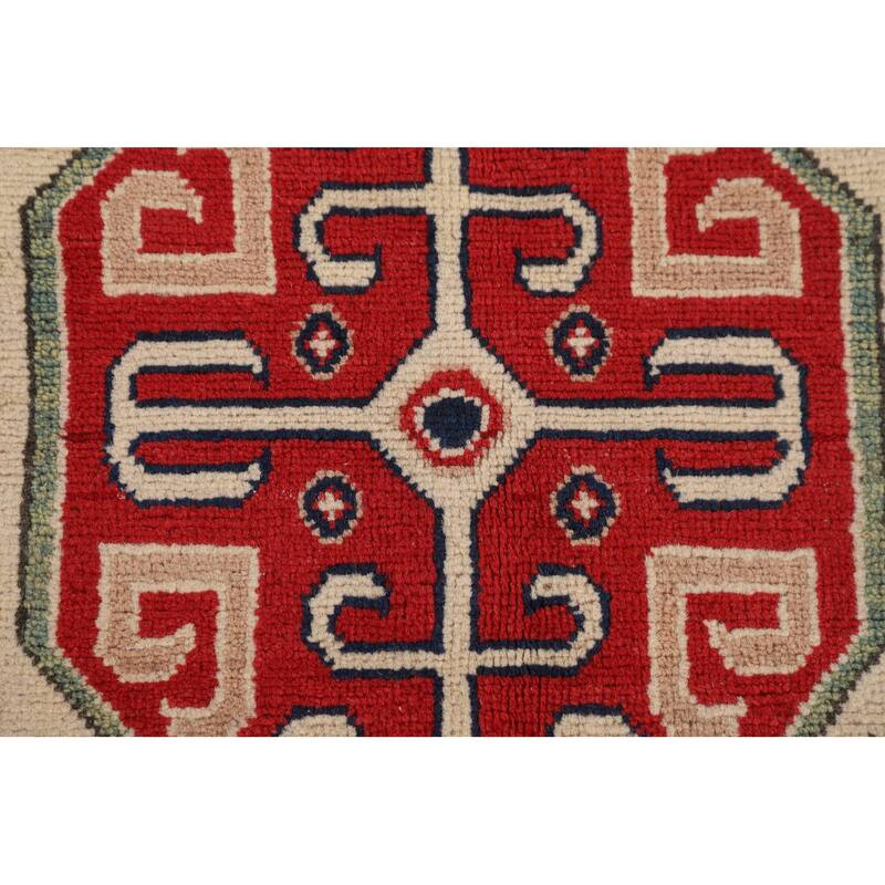Oriental Beige Kazak Rug Handmade Traditional Wool Carpet - 6'9" x 9'9"